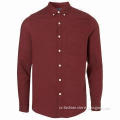 Burgundy Flannel Cotton Men's Casual Long-sleeved Shirt, OEM and ODM Orders are Welcome